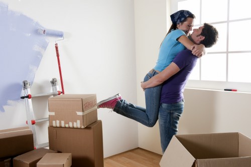 Packed boxes and furniture ready for local house removals