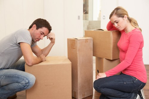 Packed moving boxes ready for transport in a Waterloo flat
