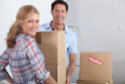 Local moving truck loading furniture and boxes in Waterloo